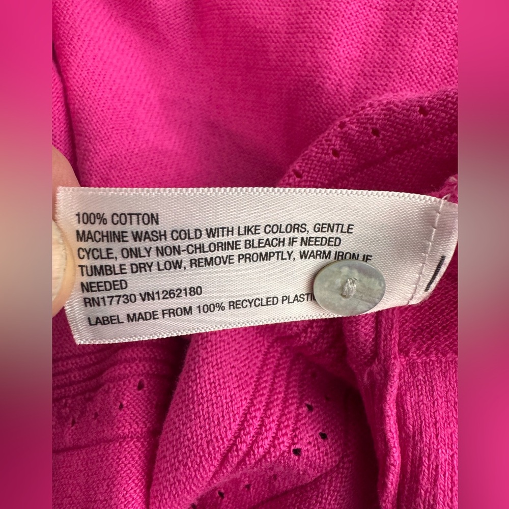a new day Fuchsia Button-Front Lightweight Knit Cardigan - Picture 4 of 5